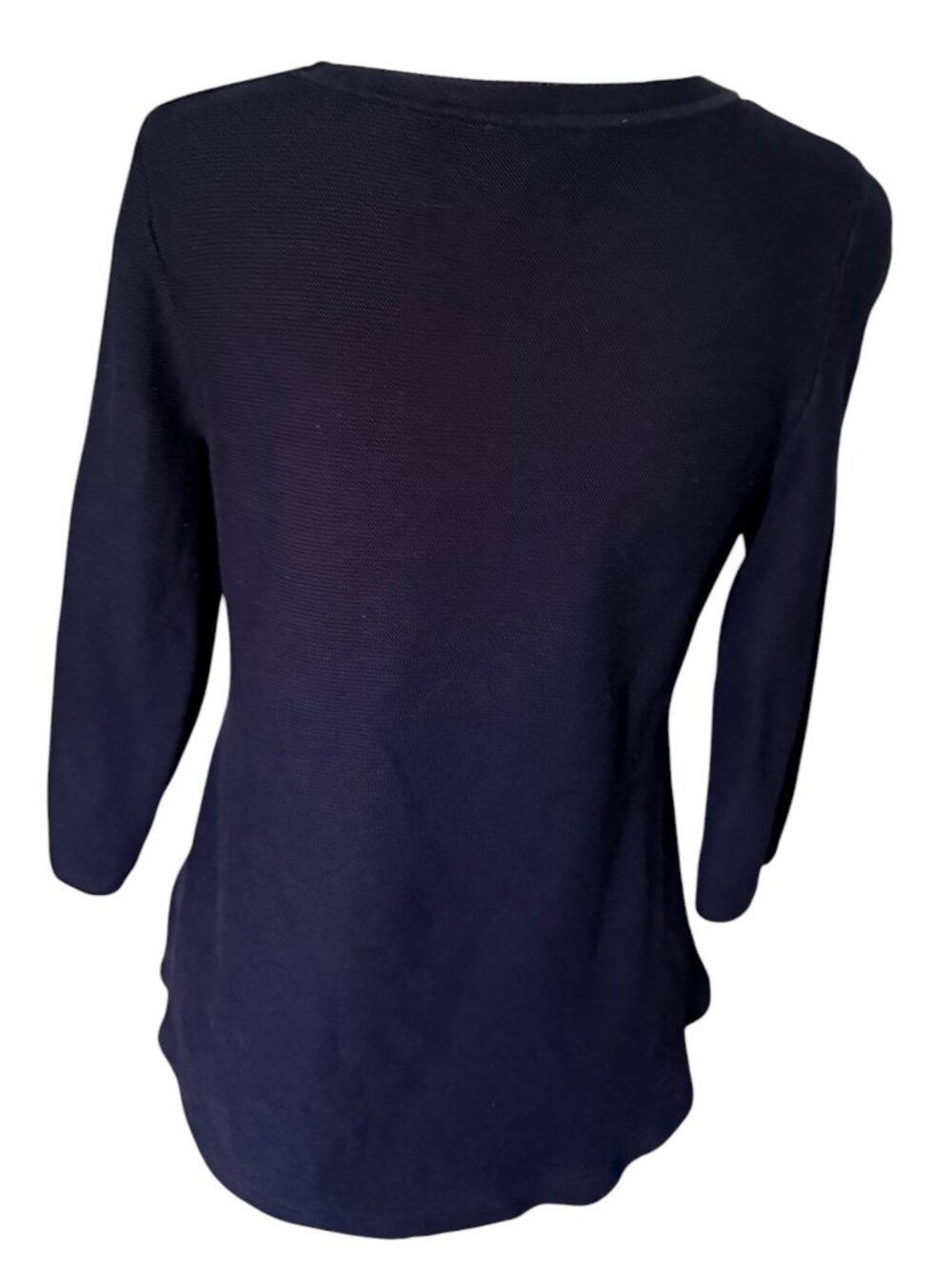 Talbots Women's Petite 3/4 Sleeve top Navy Blue Size Petite Medium - Picture 3 of 3